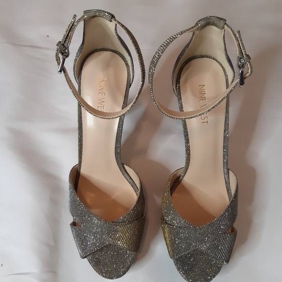 NINE West sparkly Silver And Gold heels Sz-10 - Picture 1 of 8